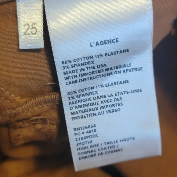 L'AGENCE Jyothi Coated Skinny Jeans in Cappuccino Brown Size 25‎ - Picture 8 of 13